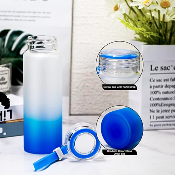 Découvrez notre Bouteille en Verre 16 oz Bicolore Personnalisée – Image 2