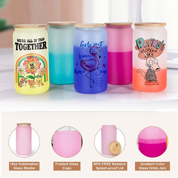 Can en verre avec  changement de couleur 16 Oz – Image 4