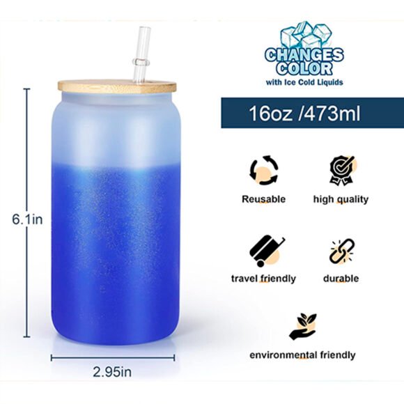 Can en verre avec  changement de couleur 16 Oz – Image 3