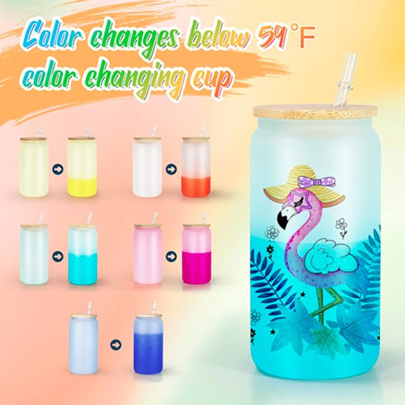 Can en verre avec  changement de couleur 16 Oz – Image 2