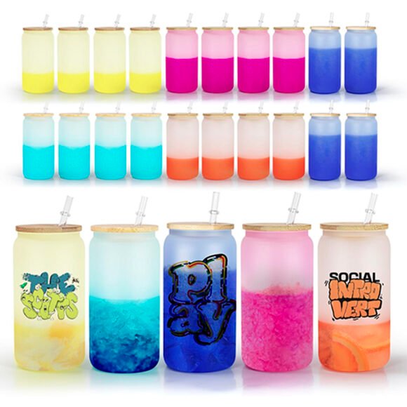 Can en verre avec  changement de couleur 16 Oz