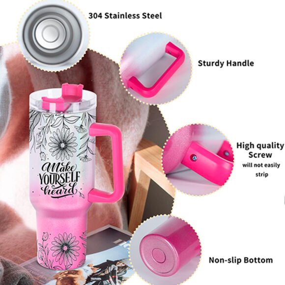 Sirotez avec style : Le Verre Isotherme Rose et Blanc, 40 oz – Image 2