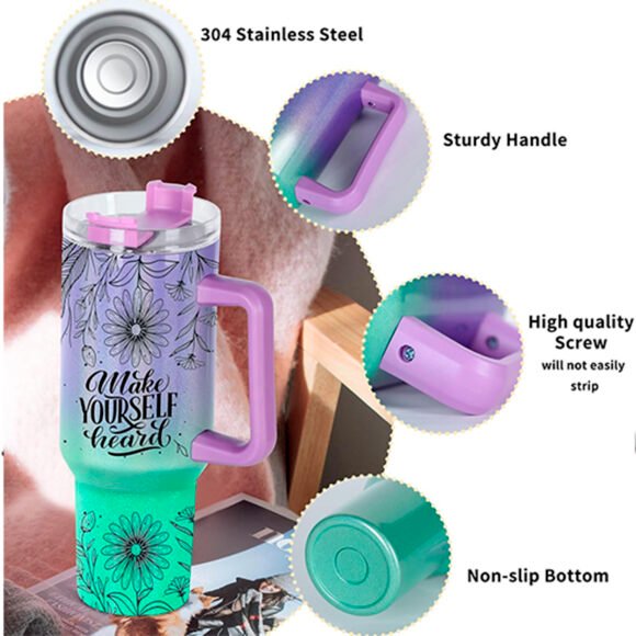 Sirotez avec style : Le Verre Isotherme Vert et Violet, 40 oz – Image 2
