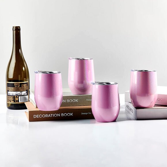 Nos Verres à Vin Glitter rose de 12 oz – Image 3