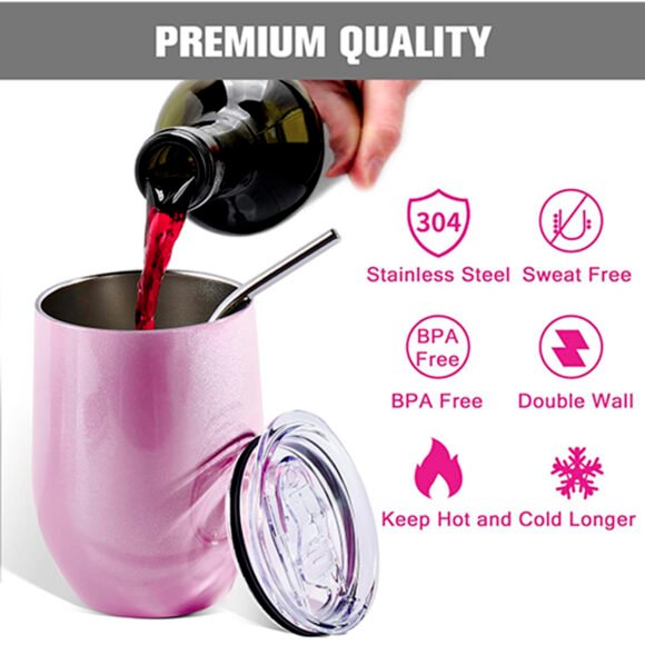 Nos Verres à Vin Glitter rose de 12 oz – Image 2