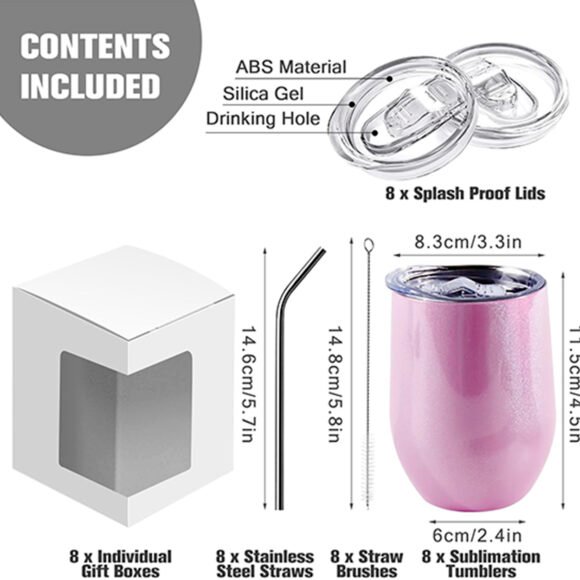 Nos Verres à Vin Glitter rose de 12 oz – Image 4
