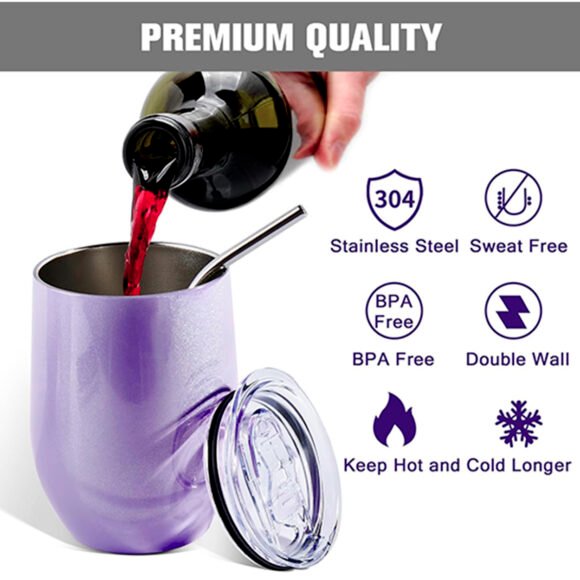 Nos Verres à Vin Glitter violet de 12 oz – Image 2