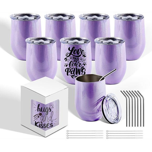 Nos Verres à Vin Glitter violet de 12 oz