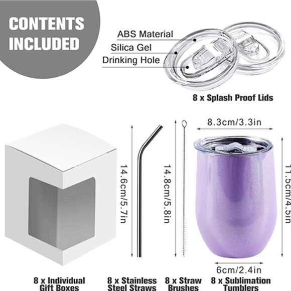 Nos Verres à Vin Glitter violet de 12 oz – Image 3